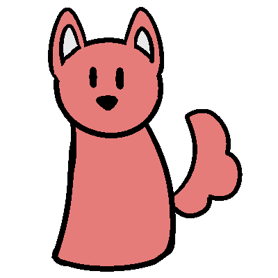 A pale red figure with a tail and dog ears. 